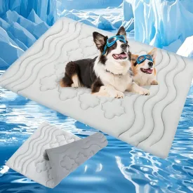 EXPAWLORER Dog Cooling Mat,Cool Pad Reversible (Cool & Warm),36x23 Pet Ice Cool Pad Blanket for Summer Kennel Sofa Floor Crate Car Seat,Machine Washable& Foldable Cooling Dog Bed(Medium)