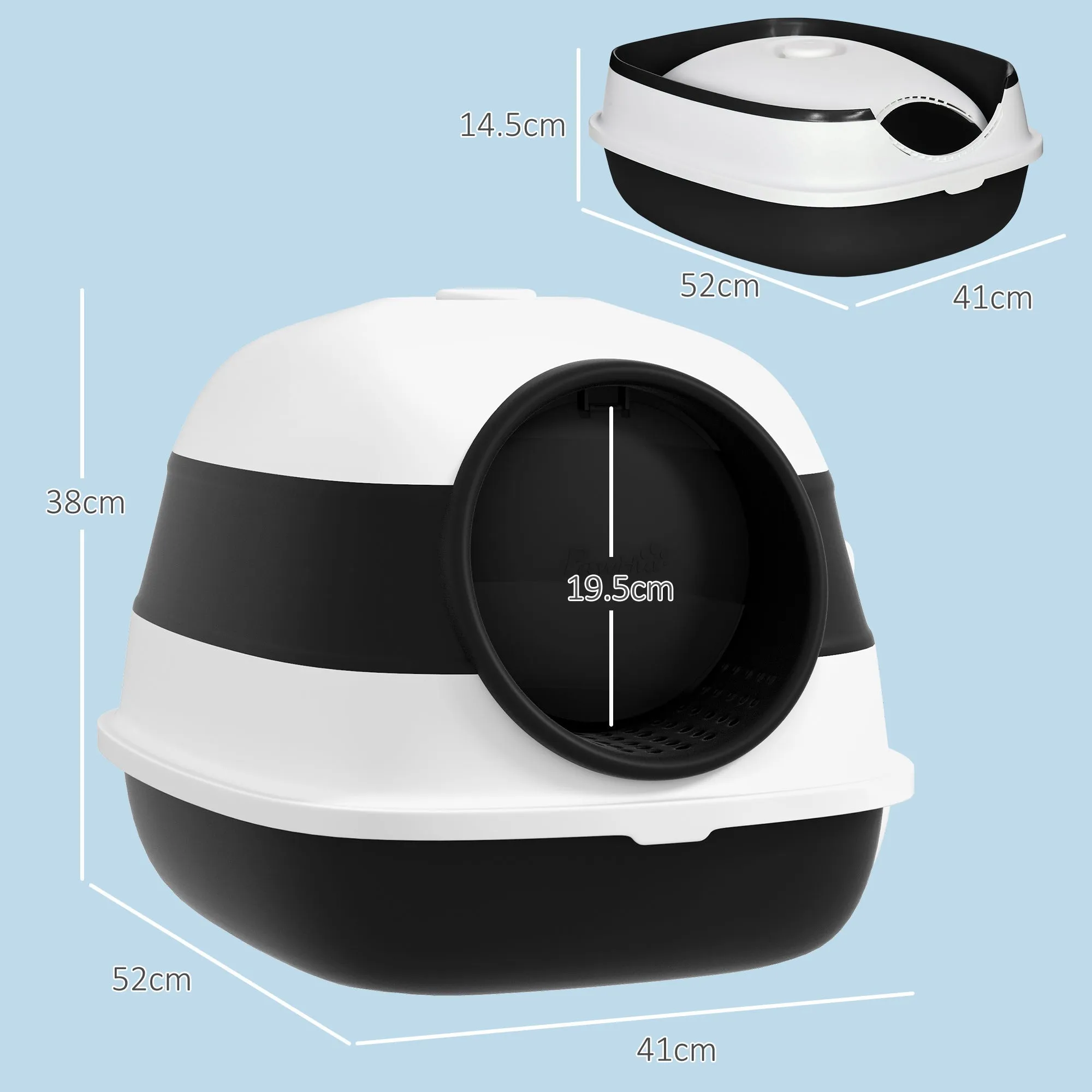 Foldable Cat Litter Tray with Lid Deodorant Scoop Black