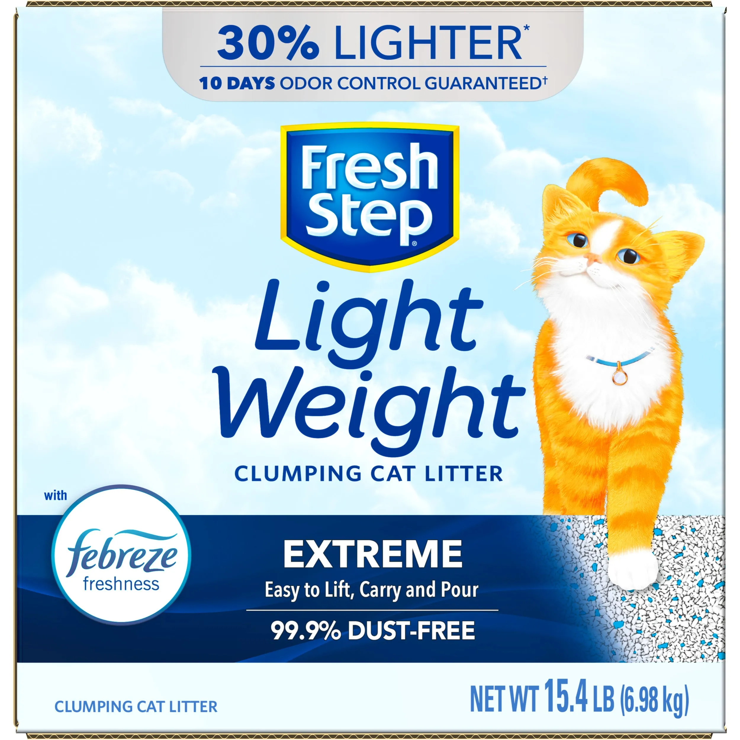 Fresh Step Lightweight Extreme Scented Litter with Febreze, Clumping Cat Litter, 15.4 lb