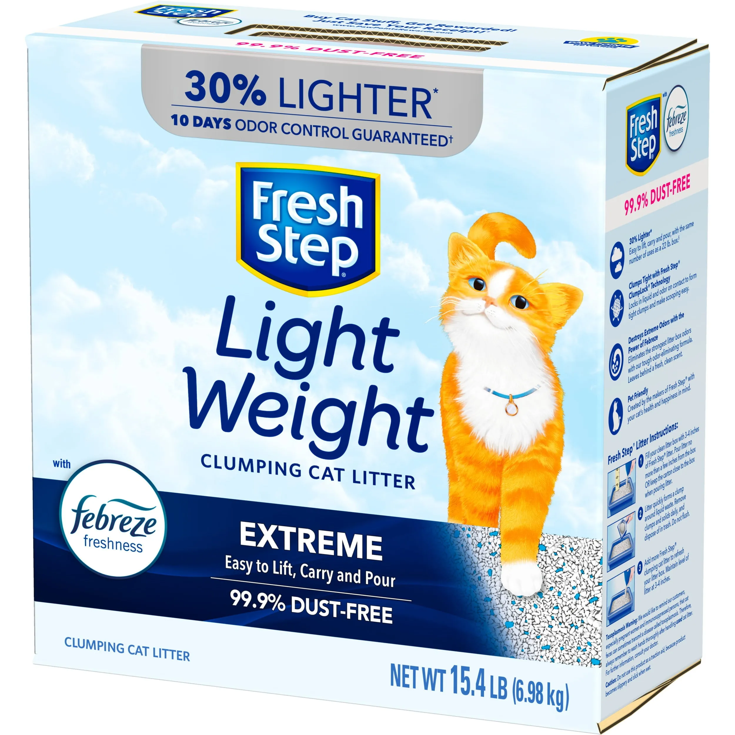Fresh Step Lightweight Extreme Scented Litter with Febreze, Clumping Cat Litter, 15.4 lb