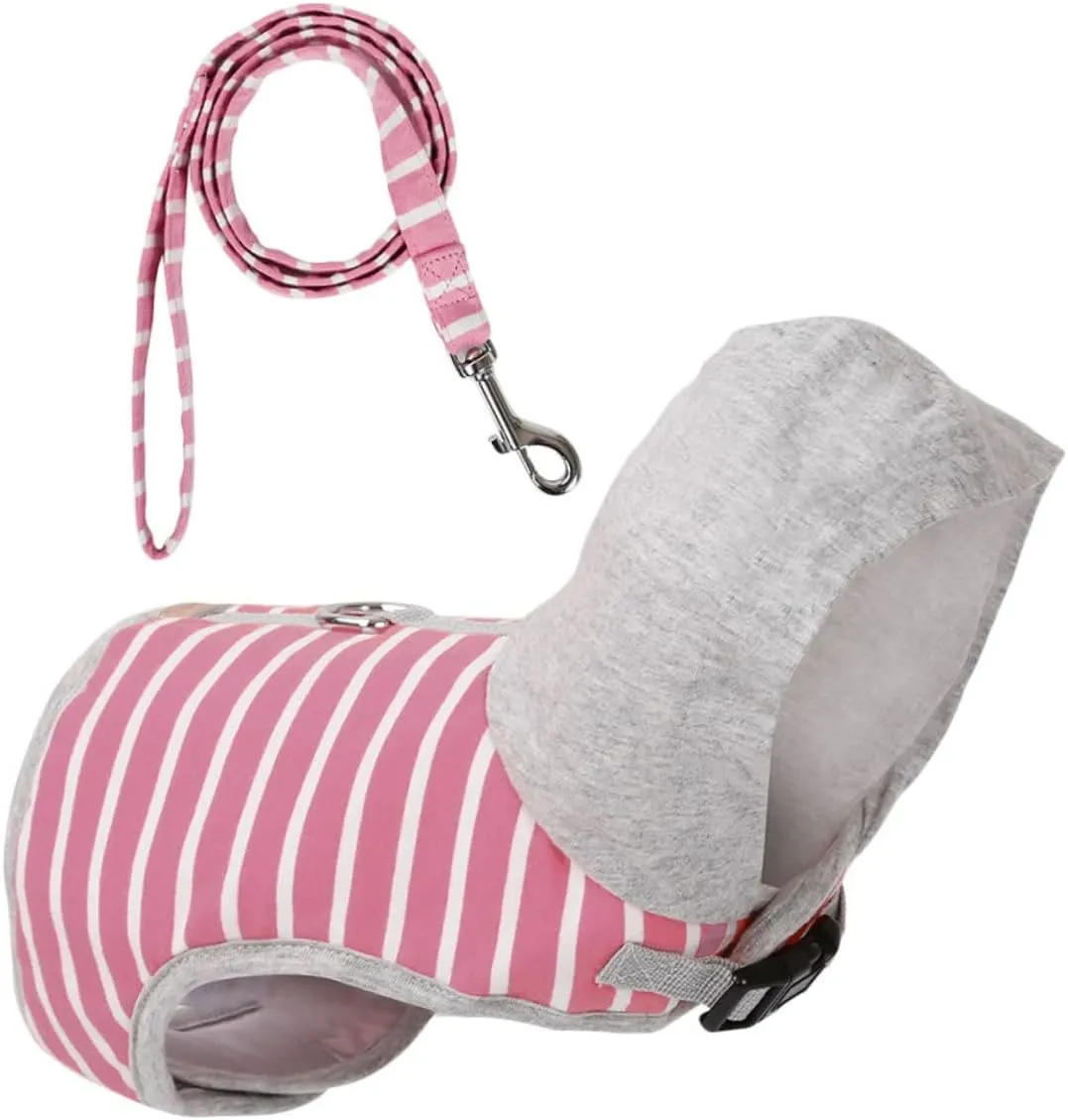 HANABASS Cat Vest Harness with Leash Stripe Design for Comfortable Walking Snug Fit Reduces Stress Quick Release Buckle for Cats Kittens Pet Supplies