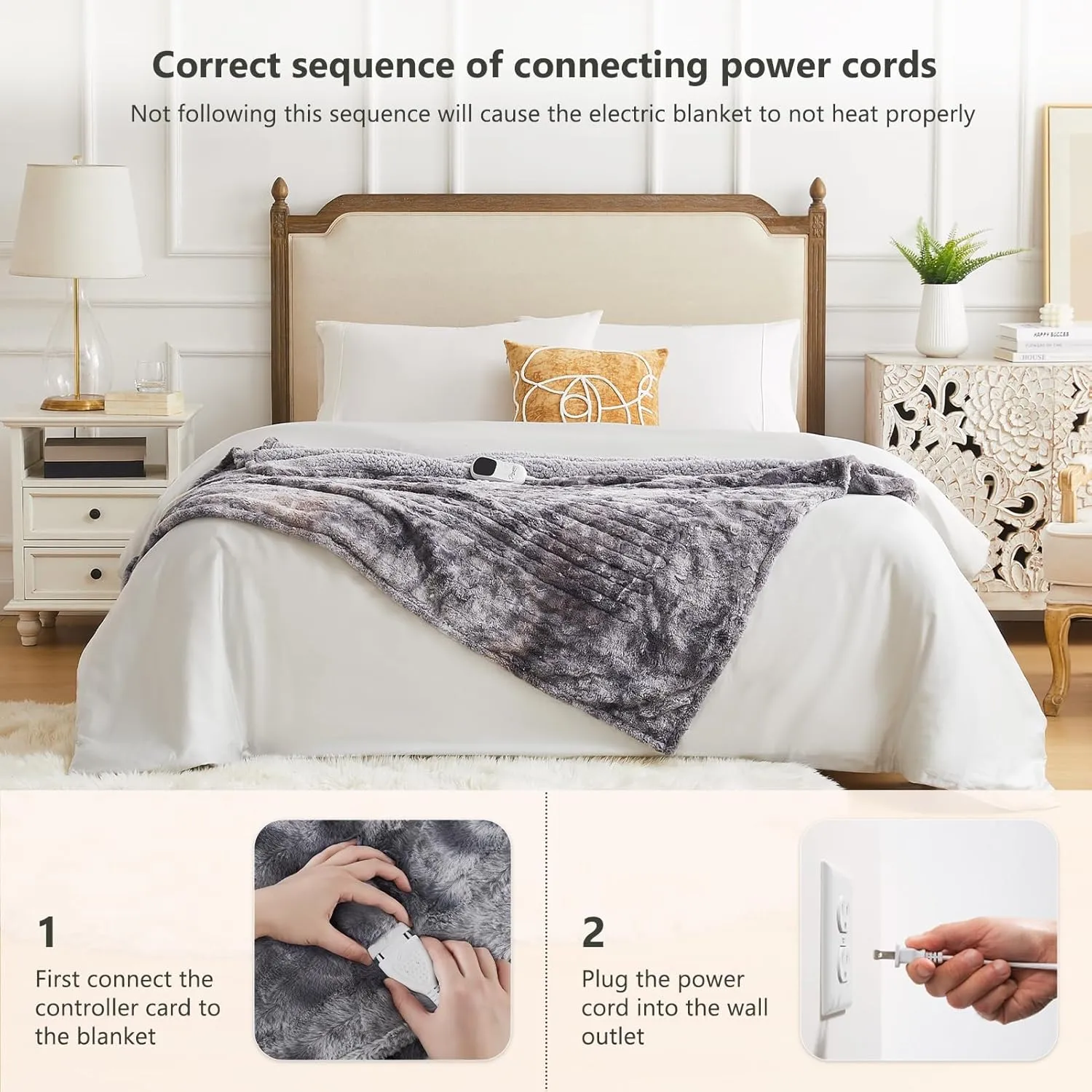 Homemate Heated Blanket Electric Throw - 50"x60" Heating Blanket Throw 1/2/4/6/8 Hours Auto-Off 10 Heat Level Over-Heat Protection Luxury Faux Fur Sherpa ETL Certification