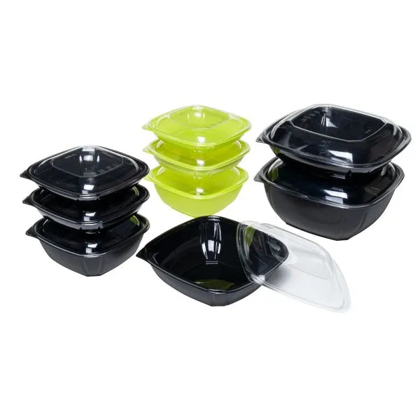Karat 32oz PET Square Bowl, Green - 300 pcs
