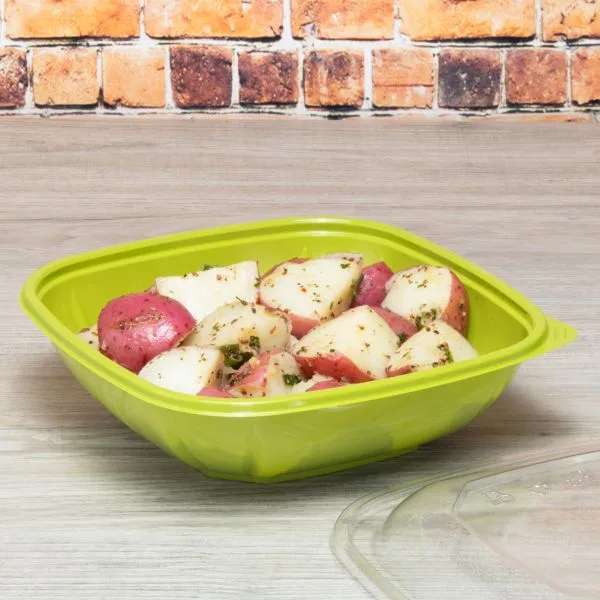 Karat 32oz PET Square Bowl, Green - 300 pcs