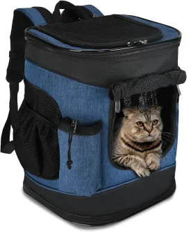 Kritter Planet Pet Carrier Backpack for Cats Dogs, Breathable Pet Backpack with 4 Mesh Window, Portable Pet Carrier for Camping