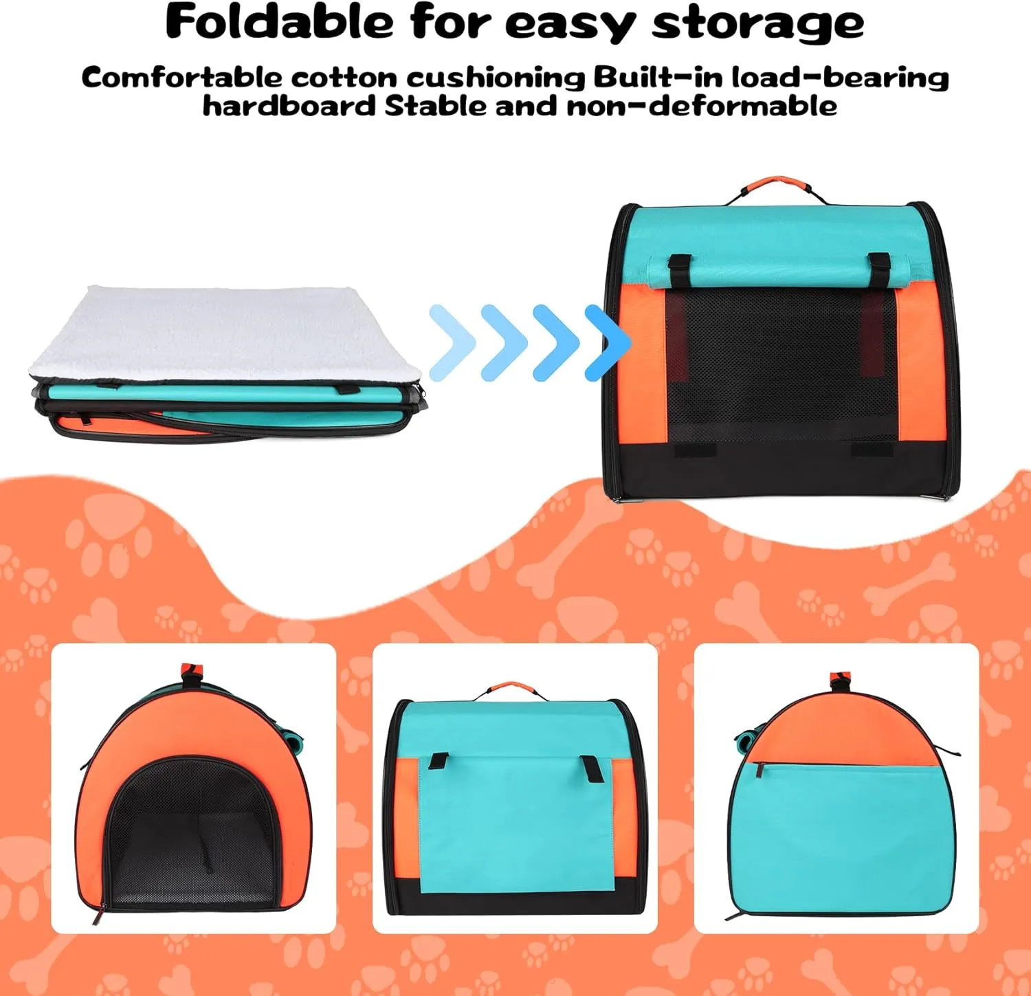 Large Dog Cat Carriers, Big Cat Carrier Soft Sided,Puppies up to 30Lbs, Collapsible Cat Dog Carrier with Plush Mat Travel Puppy Carrier - Large