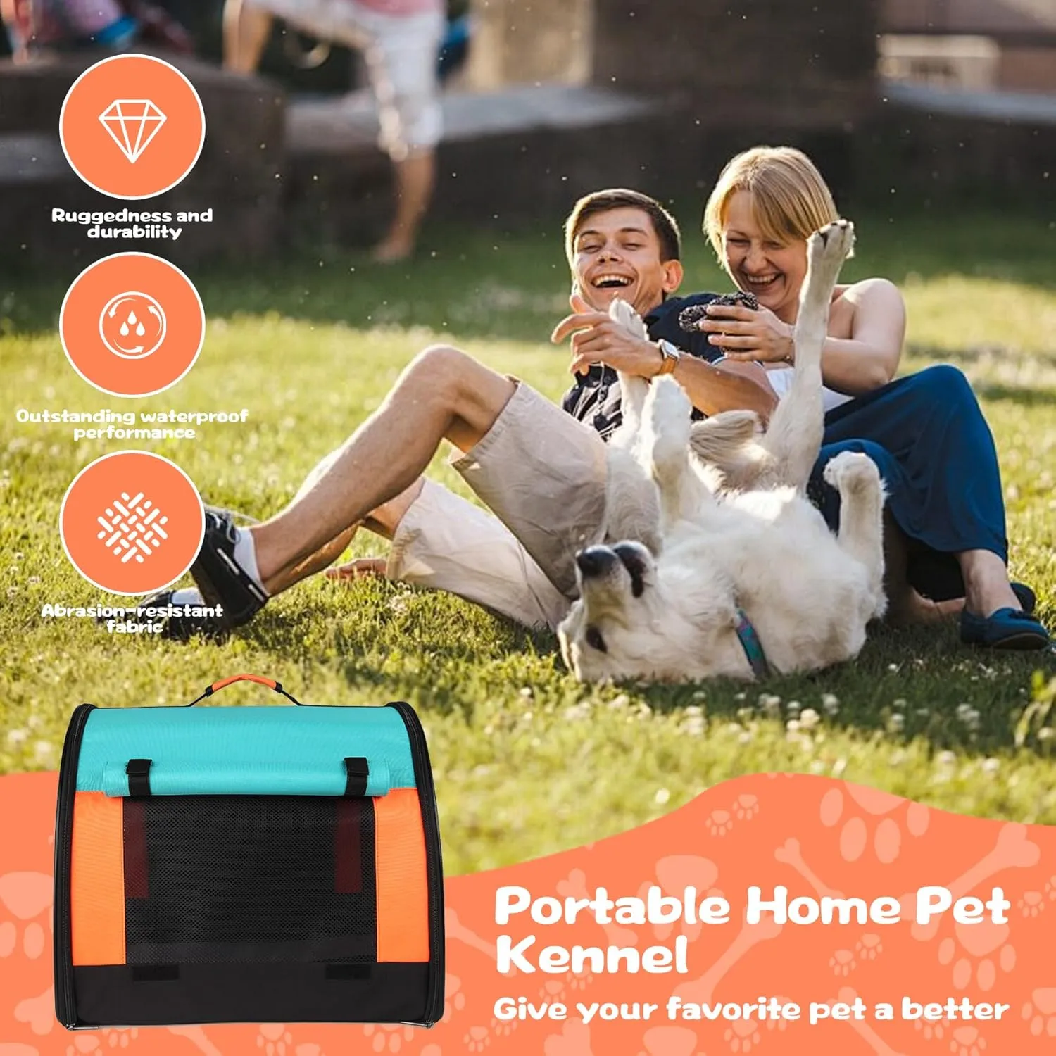 Large Dog Cat Carriers, Big Cat Carrier Soft Sided,Puppies up to 30Lbs, Collapsible Cat Dog Carrier with Plush Mat Travel Puppy Carrier - Large