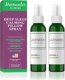 Lavender Sleep Spray for Pillows, Linens & Pajamas  Natural Calming Lavender & Chamomile Aromatherapy Mist with Amethyst & Reiki Energy. Deep Sleep   Bedtime Relaxation for Adults & Kids. 4 ounce (2)