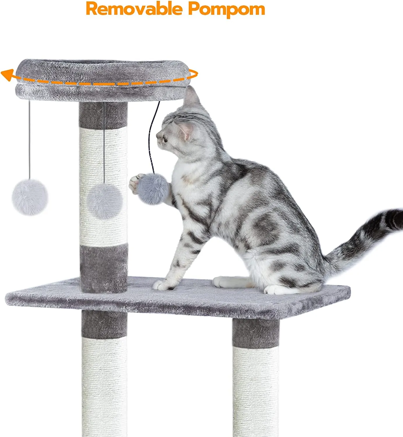 Litter Box Enclosure with Cat Tree Tower, Hidden Cat Washroom with Scratching Post and Soft Plush Perch