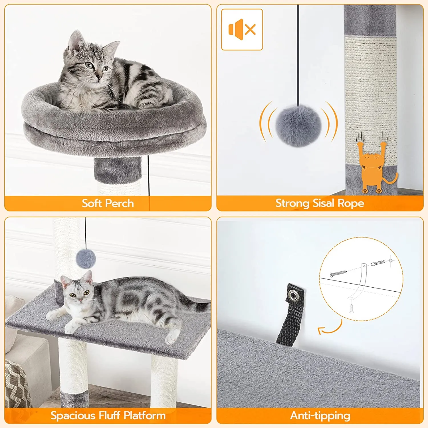 Litter Box Enclosure with Cat Tree Tower, Hidden Cat Washroom with Scratching Post and Soft Plush Perch