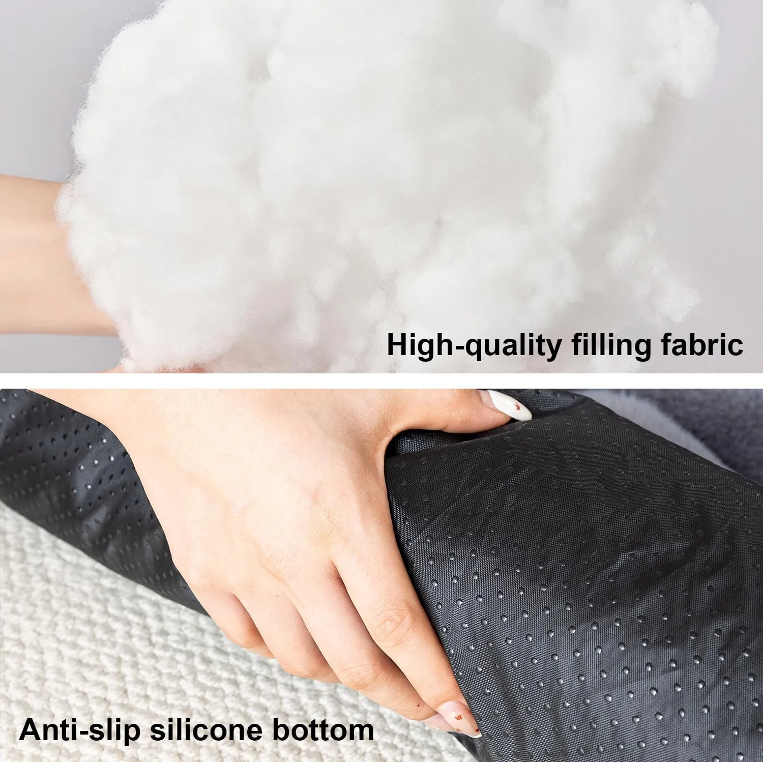 LiveGo Fuzzy Calming Dog Sofa Bed Mat, Washable Plush Couch Cover for Pets, Furniture Protector with Anti-Slip Bottom (Light Gray, 35.4"*35.4")