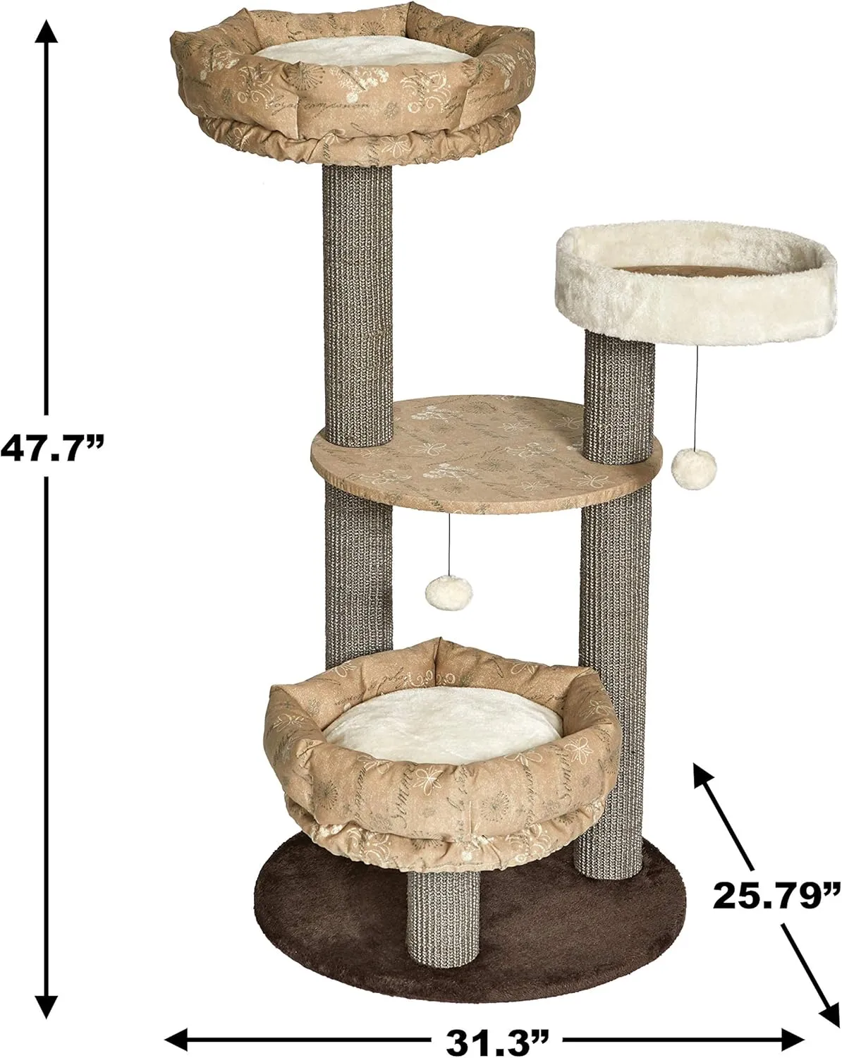 Midwest Homes for Pets 47.7-Inch Feline Nuvo Summit Fashionable Cat Tree with Removable Lounging Cat Bed, Brown & Tan (139S-TN)