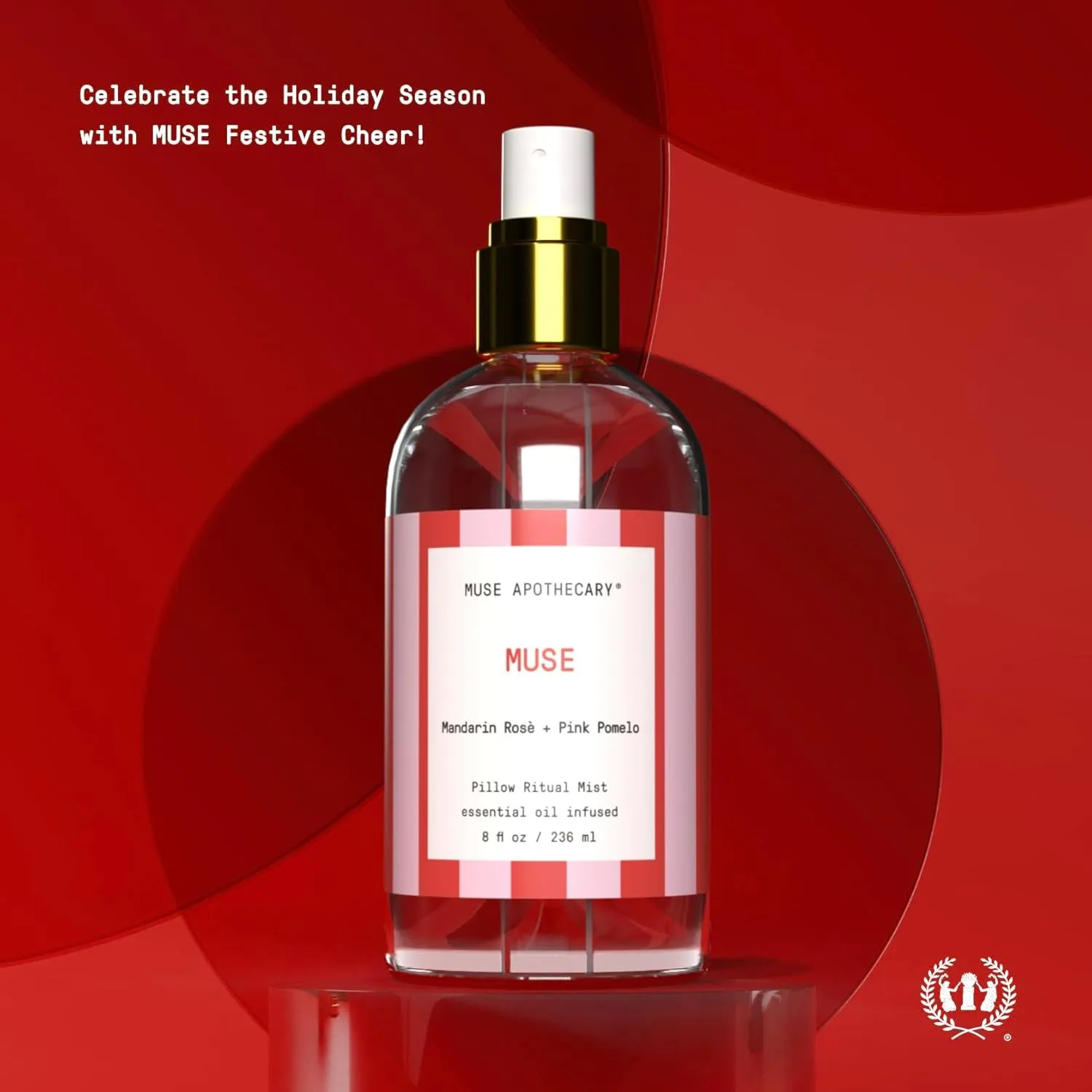 Muse Apothecary Pillow Ritual - Aromatic, Calming and Relaxing Pillow Mist, Linen and Fabric Spray, Infused with Natural Essential Oils - Great Valentine's Day Gift - 8 oz, Mandarin Ros   Pink Pomelo