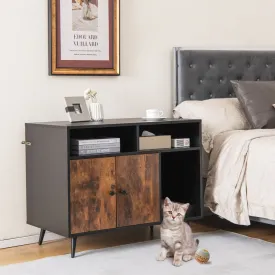 NNECW Cat Litter Box Enclosure with Scratching Pad