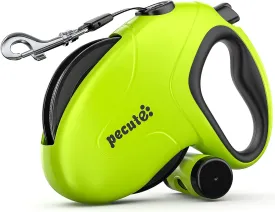 Pecute 32ft Retractable Dog Leash with Reflective Strips, 360 Tangle-Free, One-Button Control & Sturdiness Nylon Material, Long Leash Retractable with Poop Bag Holder for Medium Large Dog
