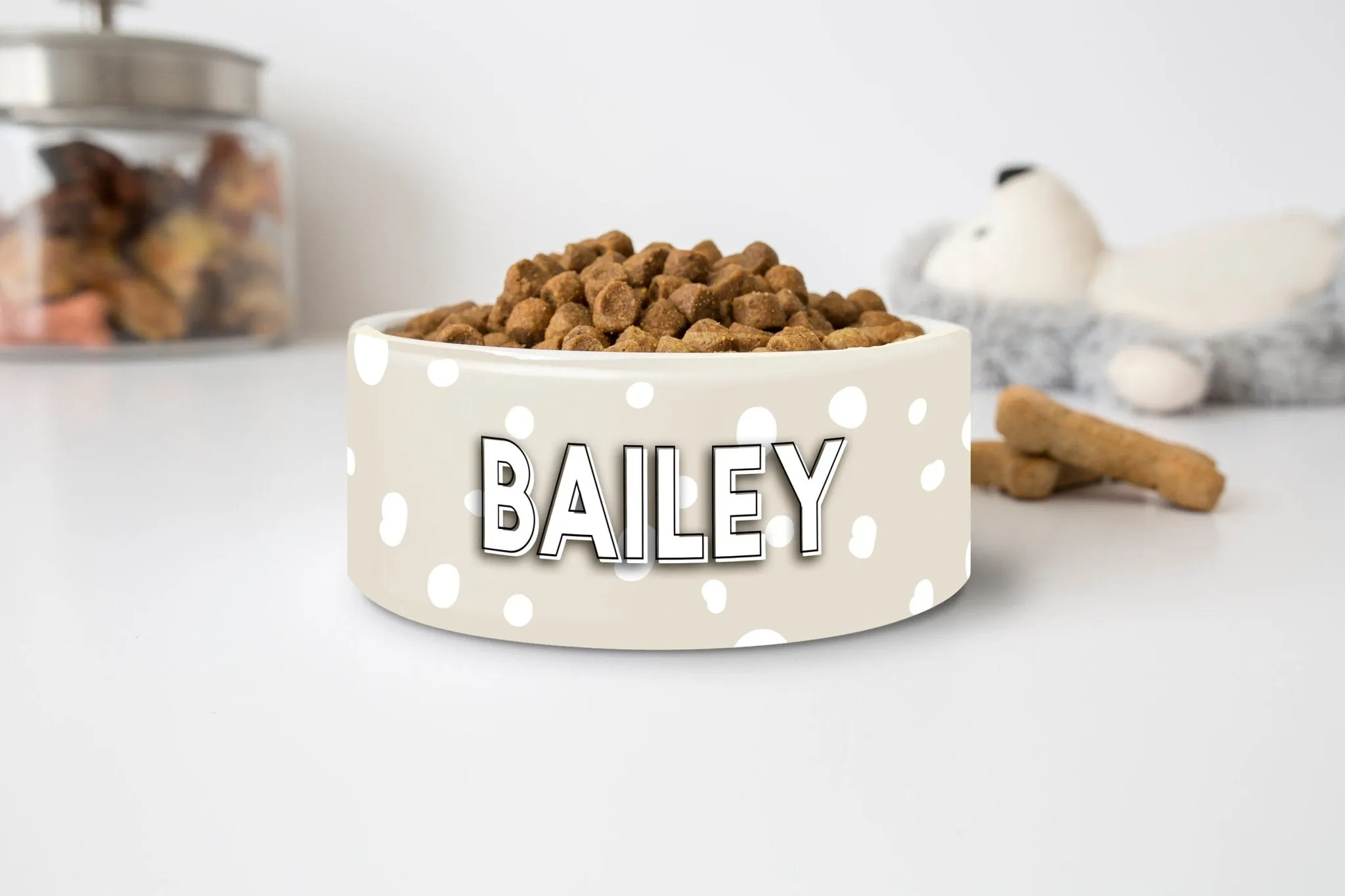 Personalized Neutral Dog Bowl Cat Pet Bowl with Name Food Bowl Water Bowl Ceramic