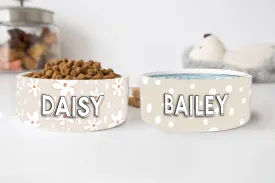 Personalized Neutral Dog Bowl Cat Pet Bowl with Name Food Bowl Water Bowl Ceramic