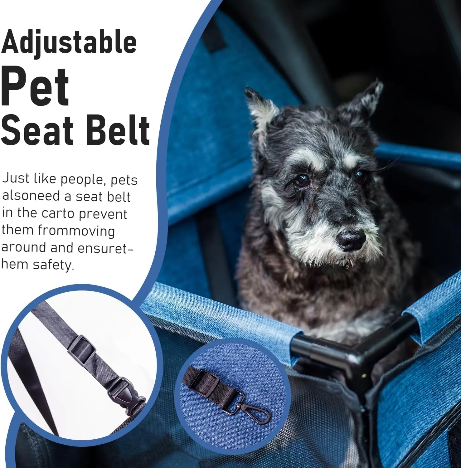 Pet Reinforce Car Booster Seat for Dog Cat Portable and Breathable Bag with Seat Belt Dog Carrier Safety Stable for Travel Look Out,with Clip on Leash with PVC Tube (Blue, 15" L x 15" W x 10.6" H)