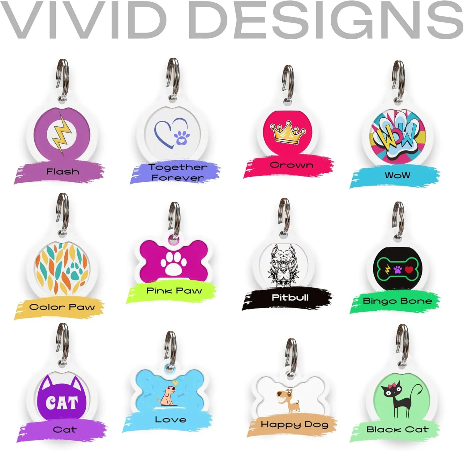 QR Code Dog Tag Silent Id Pet Tags Personalized Name Plate with Online Profile (Liberty, Bone)