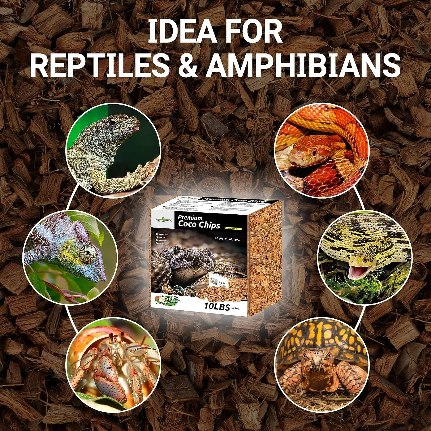 REPTI ZOO 72 Quart Reptiles Coconut Chip Substrate,  Coco Husk Reptiles Bedding for Ball Snakes and Geckos