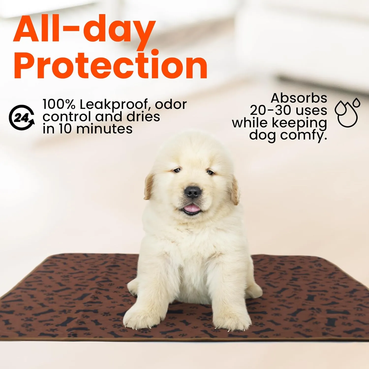 Reusable Puppy Potty Training Mats 16x24 - 2 Pack Washable Pee Pads for Dogs - Super Absorbent Cloth Whelping Blankets - Waterproof, Urine Leak-Proof & Non-Slip for Playpen Crate Carpet