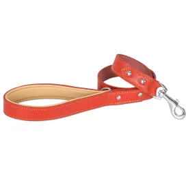 Riparo Heavy Duty Leather Dog Leash with Padded Handle, 3FT Long Dog Lead, 1.25IN Wide Dog Training Walking Leashes for Medium Large Dogs - Red