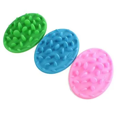 S 24.5*18*3cm blue Portable pet silicone slow food bowl, anti-choking licking plate for cats and dogs AZ19578