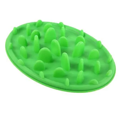 S 24.5*18*3cm blue Portable pet silicone slow food bowl, anti-choking licking plate for cats and dogs AZ19578