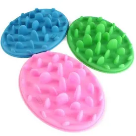 S 24.5*18*3cm blue Portable pet silicone slow food bowl, anti-choking licking plate for cats and dogs AZ19578