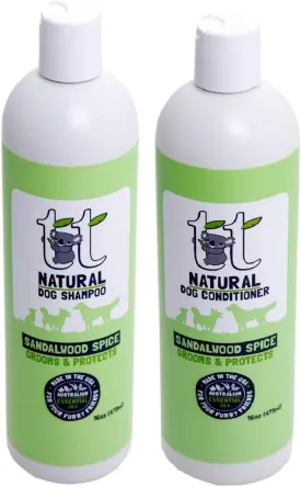 Sandalwood Spice Natural Dog Shampoo and Conditioner 16 Ounce Bundle