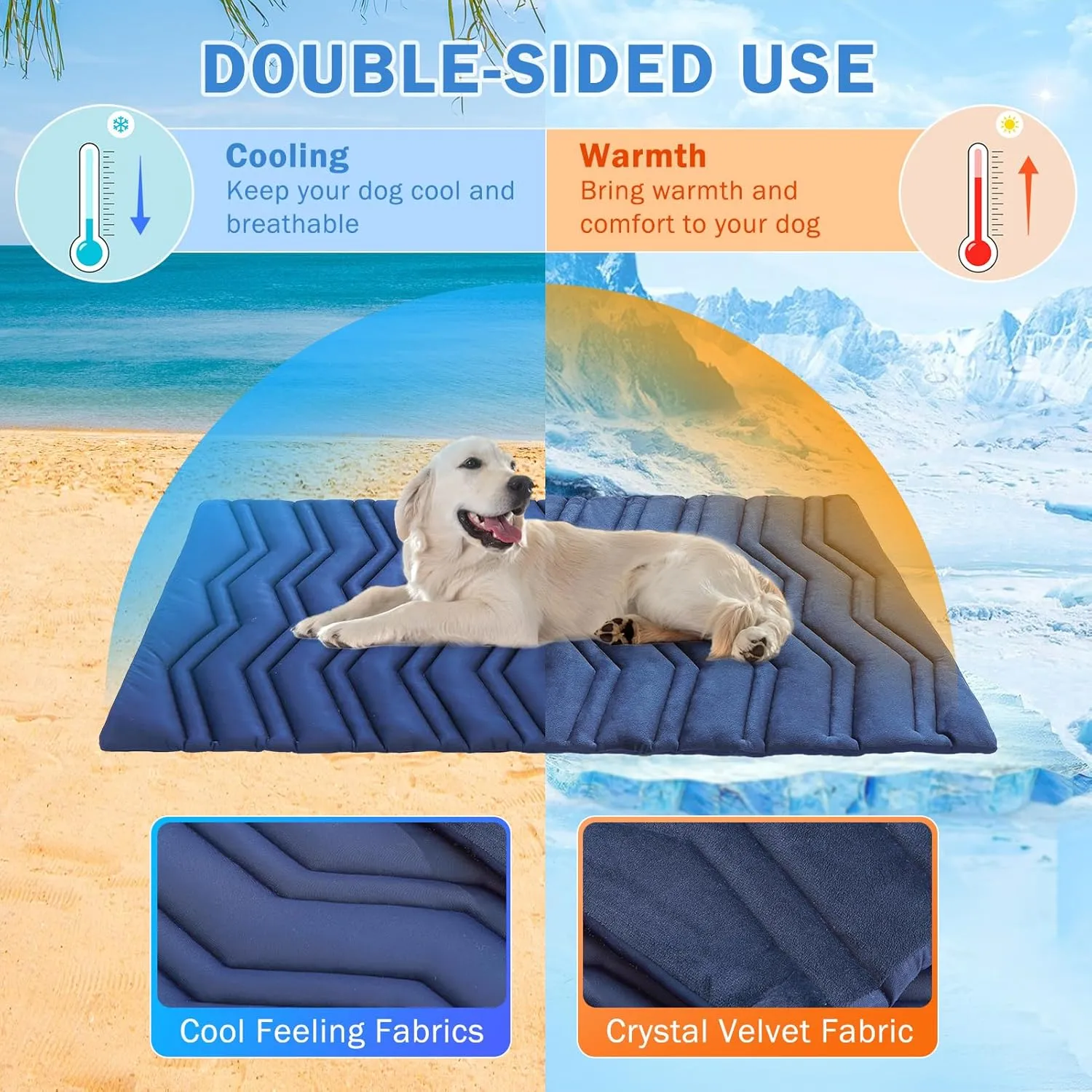 SCENEREAL Dog Cooling Mat for Crate, Thicken Self-Cooling Dog Pad Reversible (Cool & Warm), 36"x23" Pet Cool Bed for M Large XL Dogs,Kennel Sofa Mats Machine Washable, Durable Non-Toxic Gel, Outdoor