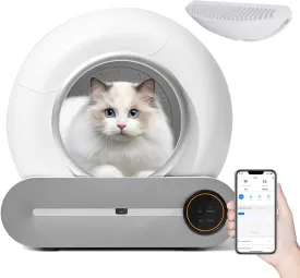 Self-Cleaning Cat Litter Box, Automatic Scooping and Odor Removal, App Control Support 2.4G WiFi, Smart Automatic Cat Litter Box with Liner