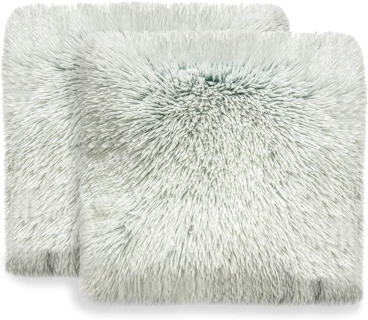 Set of 2 Shaggy Long Hair Throw Pillows - Super Soft