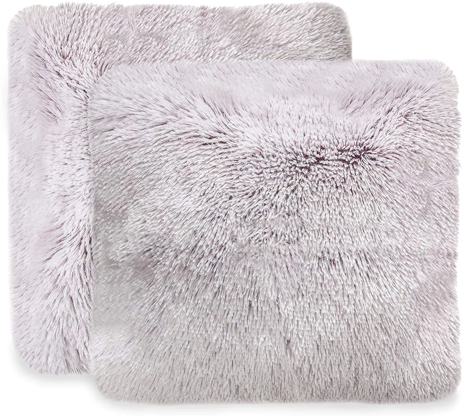 Set of 2 Shaggy Long Hair Throw Pillows - Super Soft