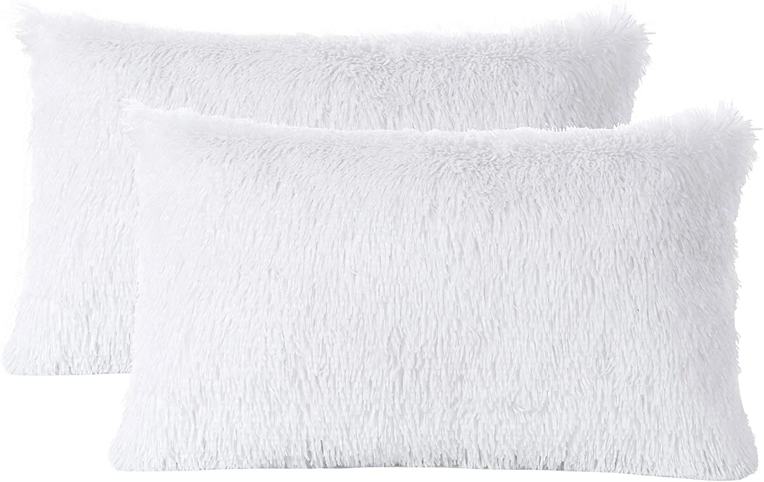 Set of 2 Shaggy Long Hair Throw Pillows - Super Soft