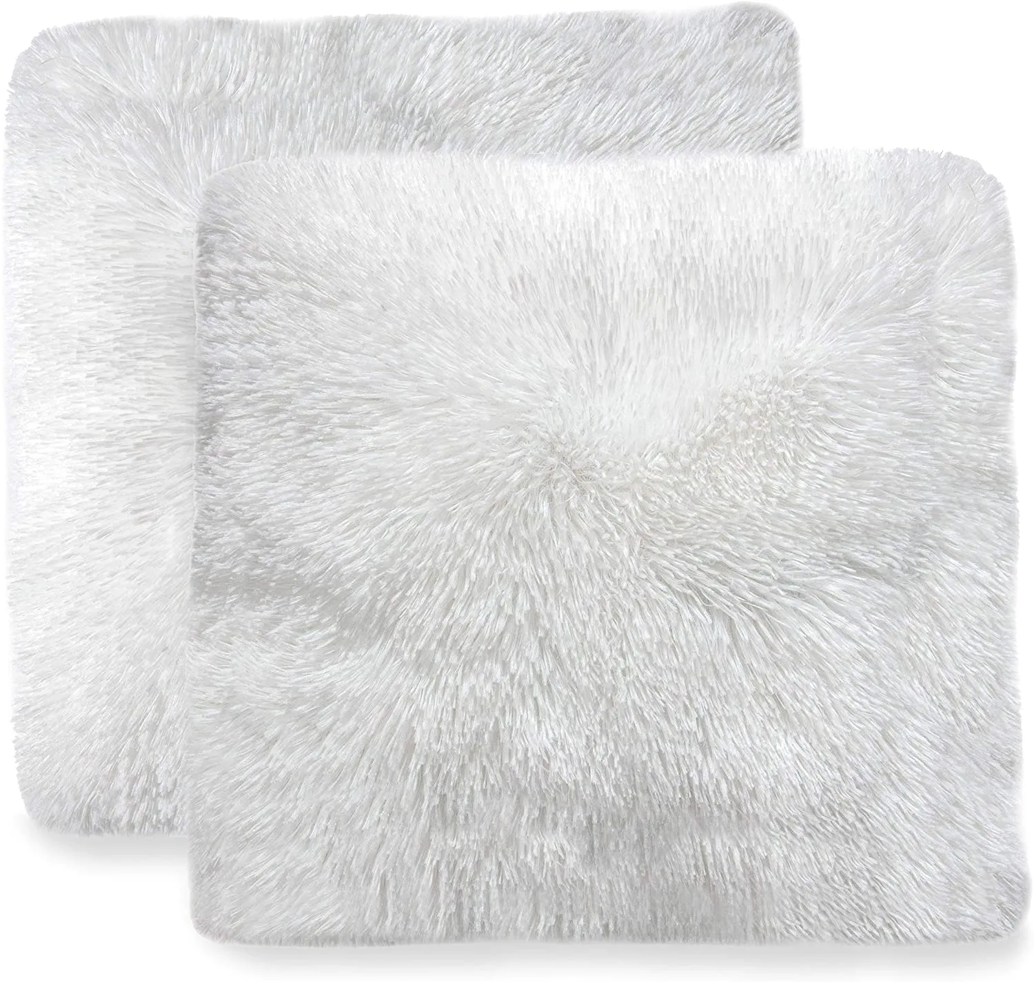 Set of 2 Shaggy Long Hair Throw Pillows - Super Soft