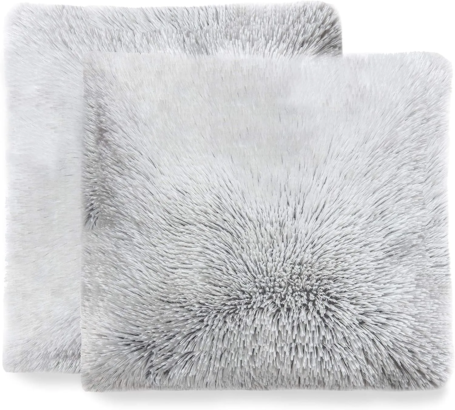 Set of 2 Shaggy Long Hair Throw Pillows - Super Soft