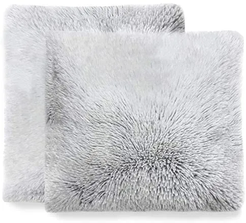 Set of 2 Shaggy Long Hair Throw Pillows - Super Soft