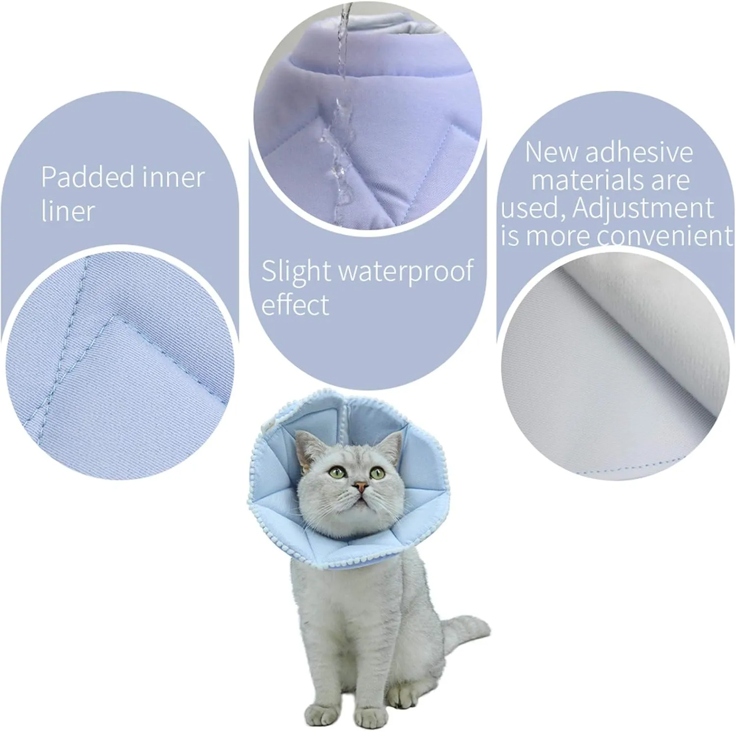 Soft Cat Recovery Collar,Adjustable Dog Cat Cone,Dog Protective Cone Collar After Surgery,for Cats and Puppy,Small,Blue