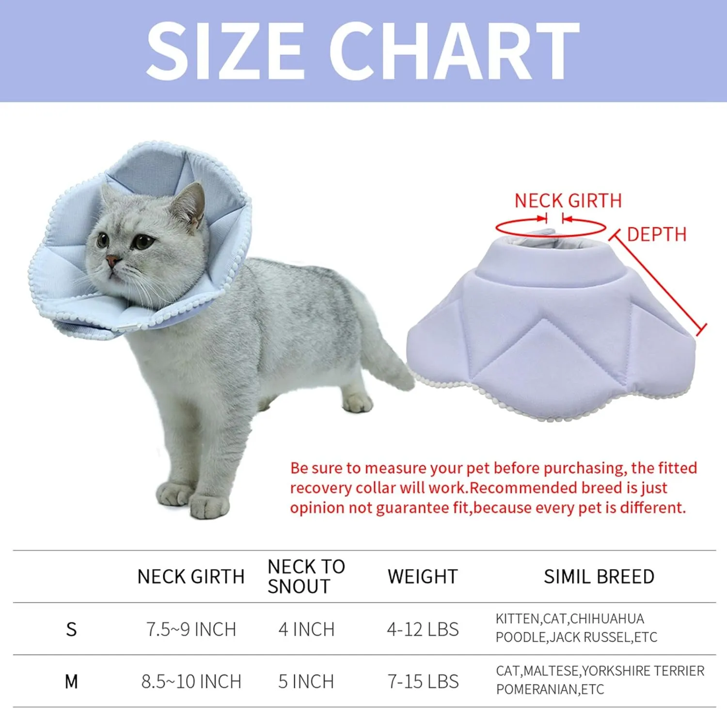 Soft Cat Recovery Collar,Adjustable Dog Cat Cone,Dog Protective Cone Collar After Surgery,for Cats and Puppy,Small,Blue