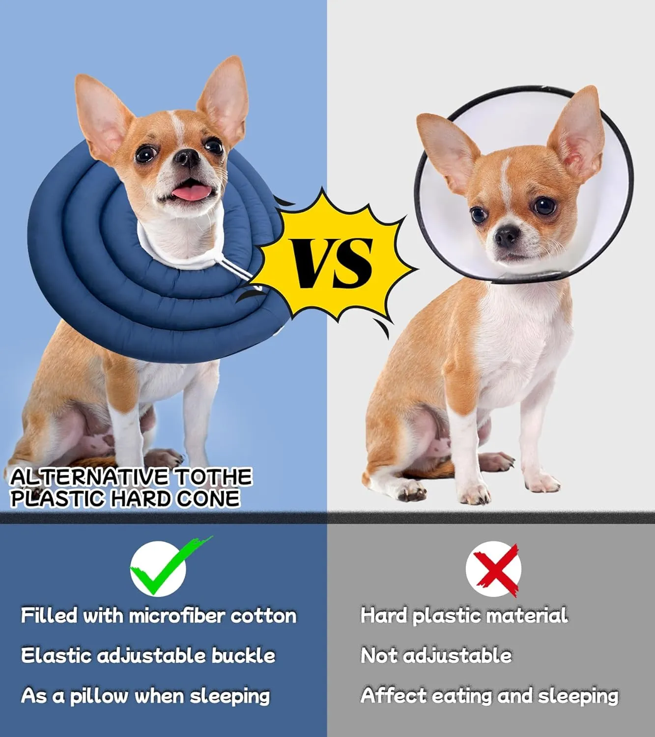Soft Dog Cones, Recovery Dog Donut Collar After Surgery- Cone of Shame Alternative, Pet Elizabethan E-Collar Anti-Bite Lick Wound Healing Adjustable for Small Large Medium Dogs