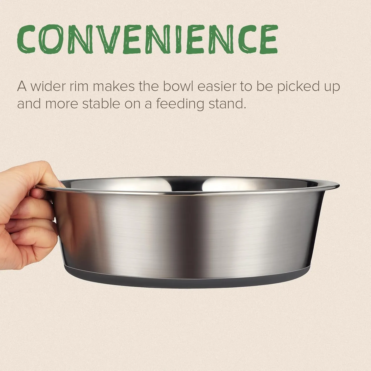 URBUDDIES 2 Pack Stainless Steel Dog Bowls, Premium Metal Dog Bowls with Non Slip Rubber Bottom, Dishwasher Safe, Easy to Clean, 8 Cup, Gray Bottom