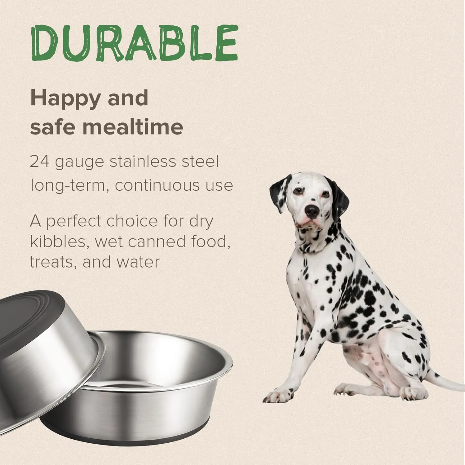 URBUDDIES 2 Pack Stainless Steel Dog Bowls, Premium Metal Dog Bowls with Non Slip Rubber Bottom, Dishwasher Safe, Easy to Clean, 8 Cup, Gray Bottom