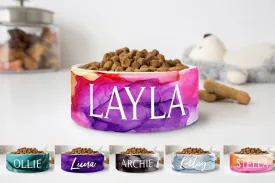 Watercolor Ink Custom Ceramic Dog Bowls