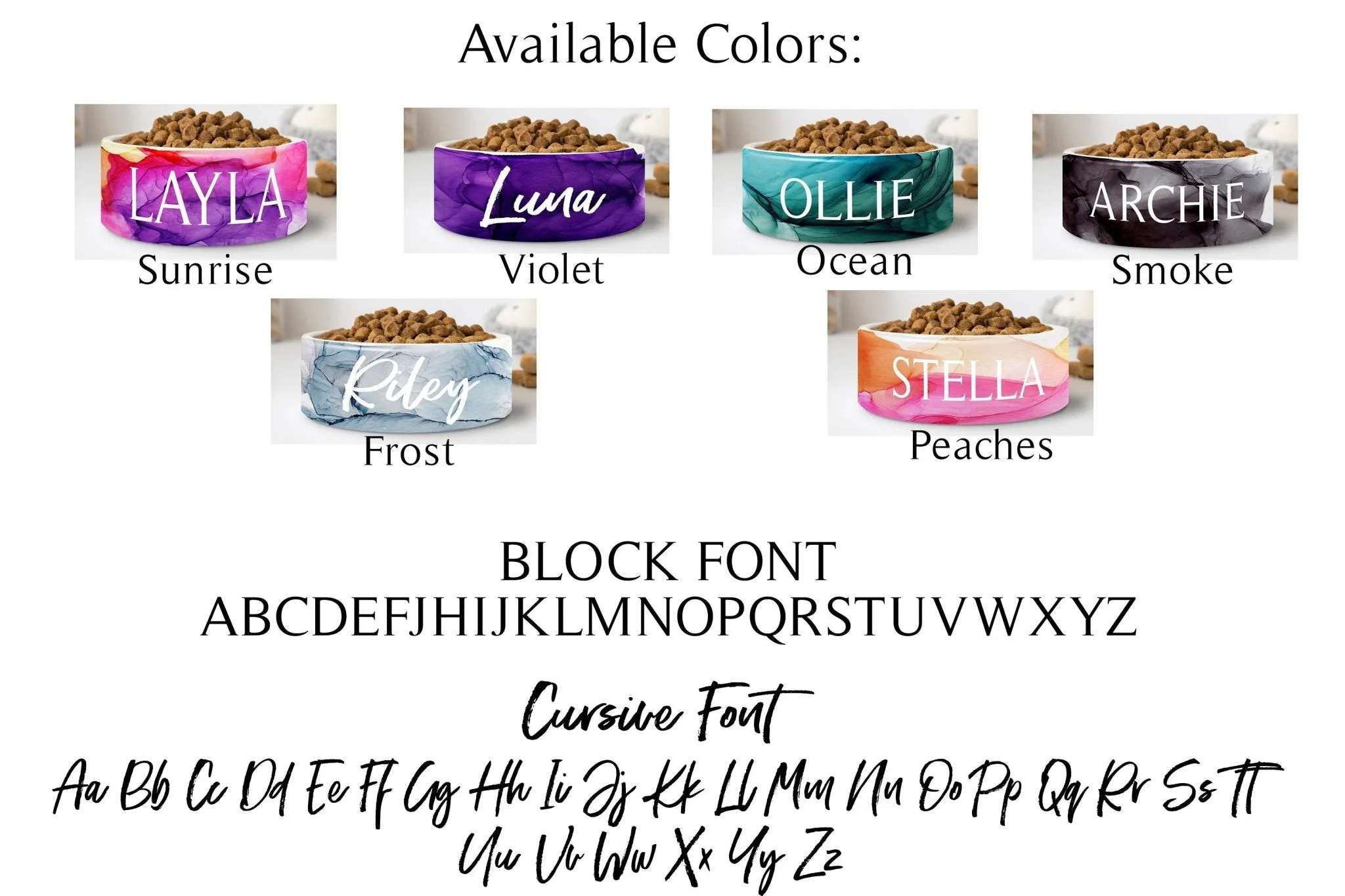 Watercolor Ink Custom Ceramic Dog Bowls