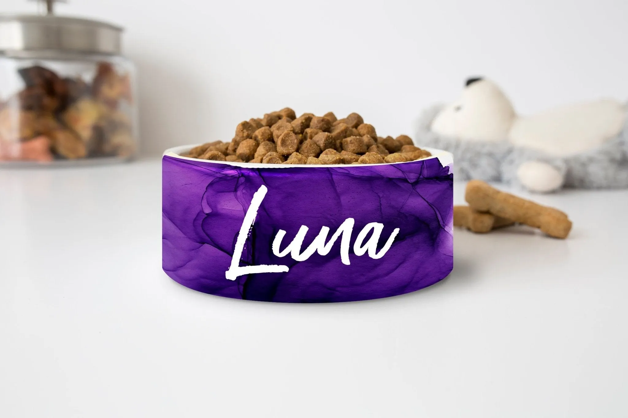 Watercolor Ink Custom Ceramic Dog Bowls
