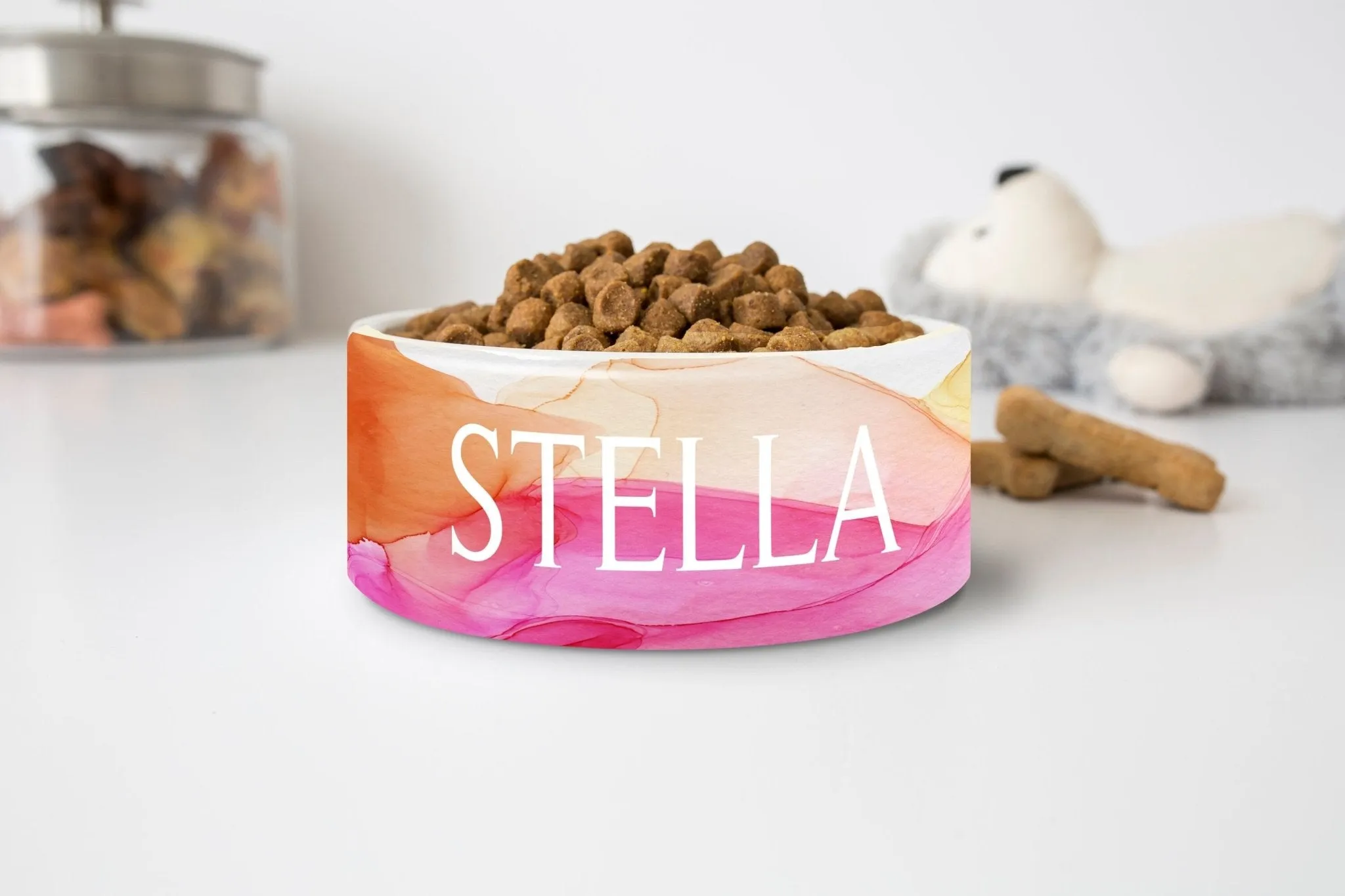 Watercolor Ink Custom Ceramic Dog Bowls