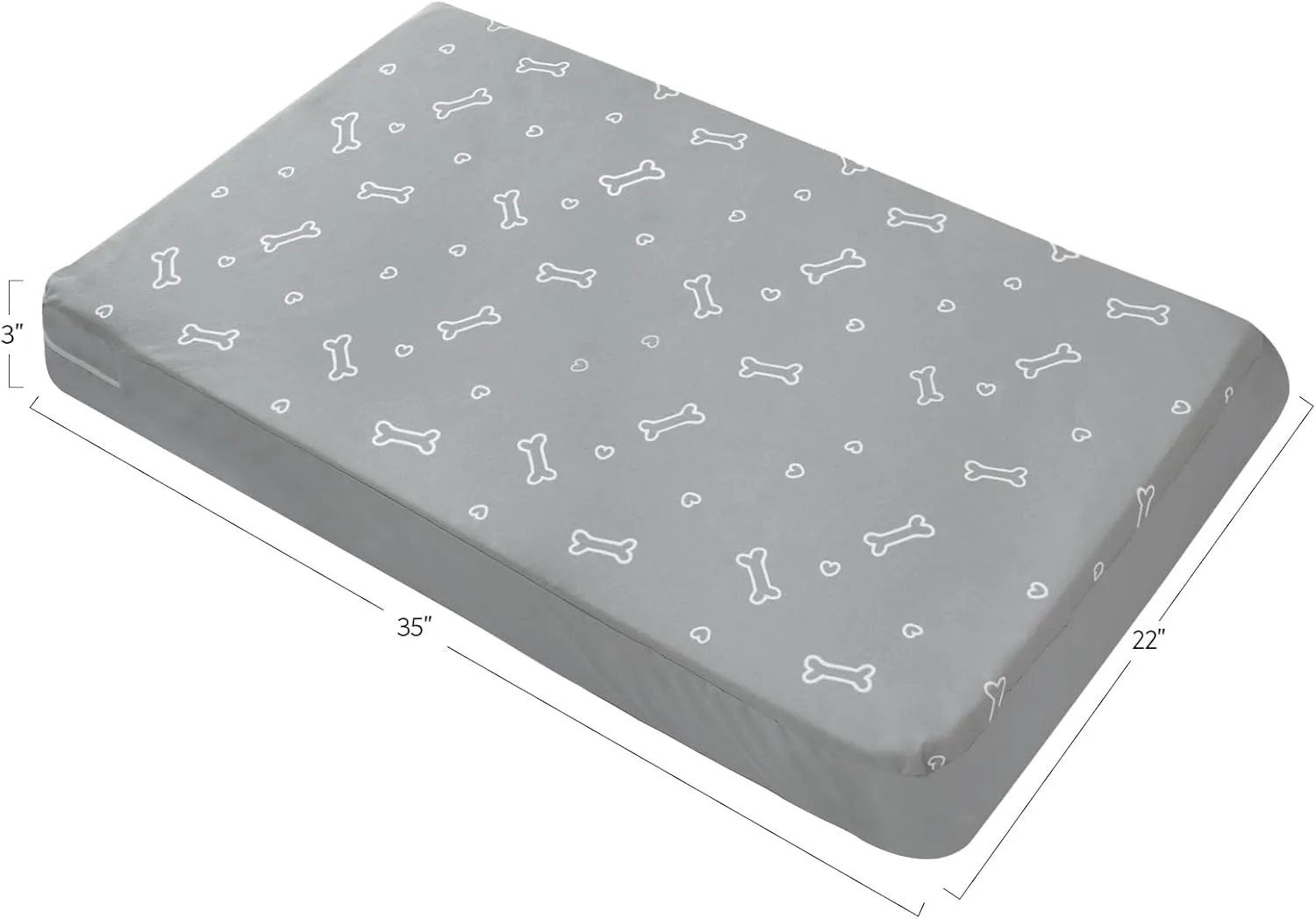 Waterproof Dog Bed Cover, Removable Dog Bed Covers Replacement Washable with Smooth Zipper, Indoor/Outdoor Dog Bed Washable Cover, Bone Print Pet Bed Cover for Dog/Cat, 22 x 35 x 3 Inch, Cover Only