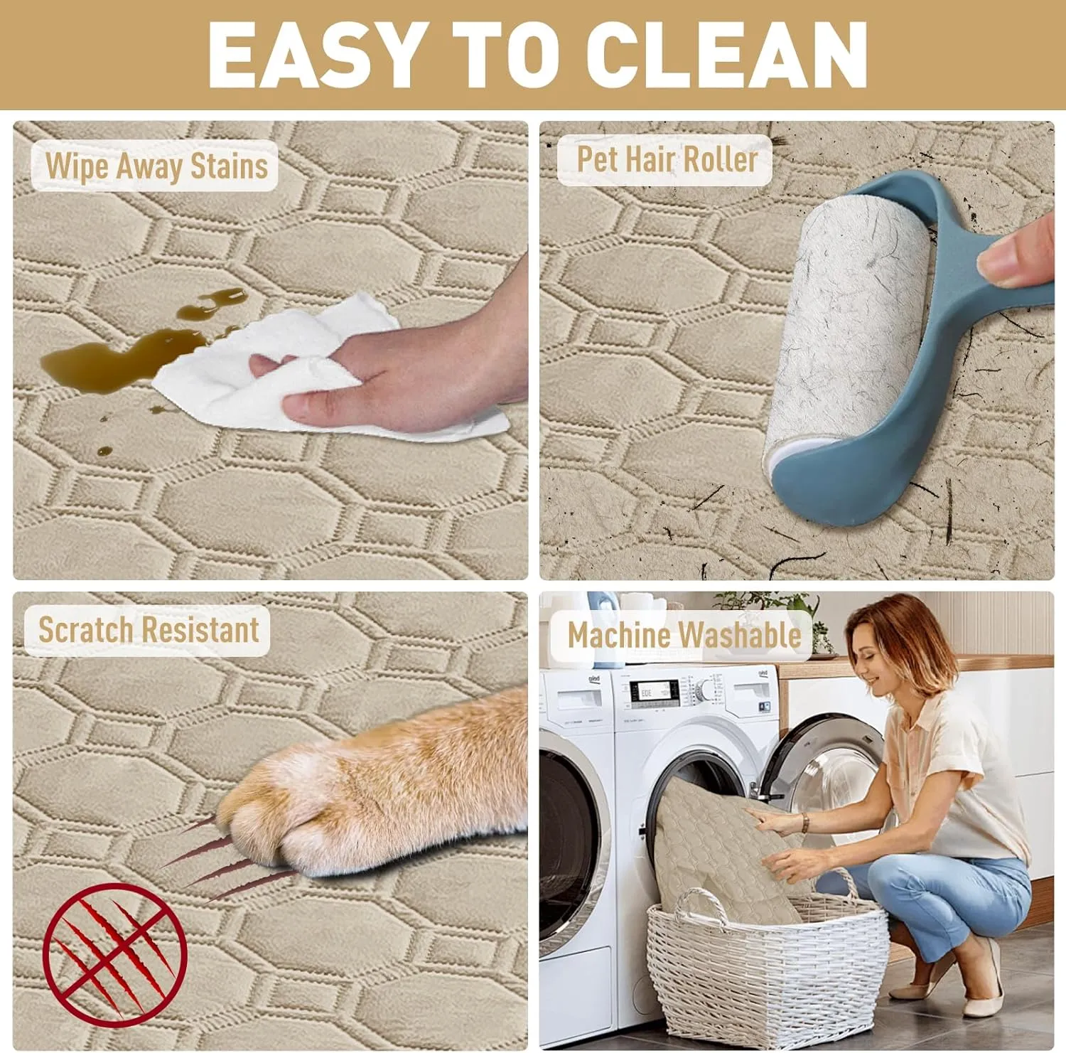 ZNSAYOTX Ultimate Cozy Blankets (52"x82") 100% Waterproof Bed Mat Blanket for Dog Pets, Couch Sofa Protector with Non-Slip Back Washable Durable, Pee Scratch Proof Easy to Clean (Khaki)